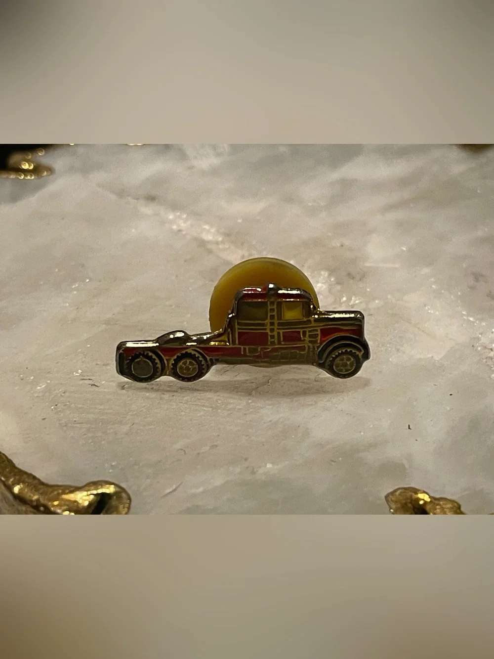 Vintage Red Enamel Truck Pin #8597
